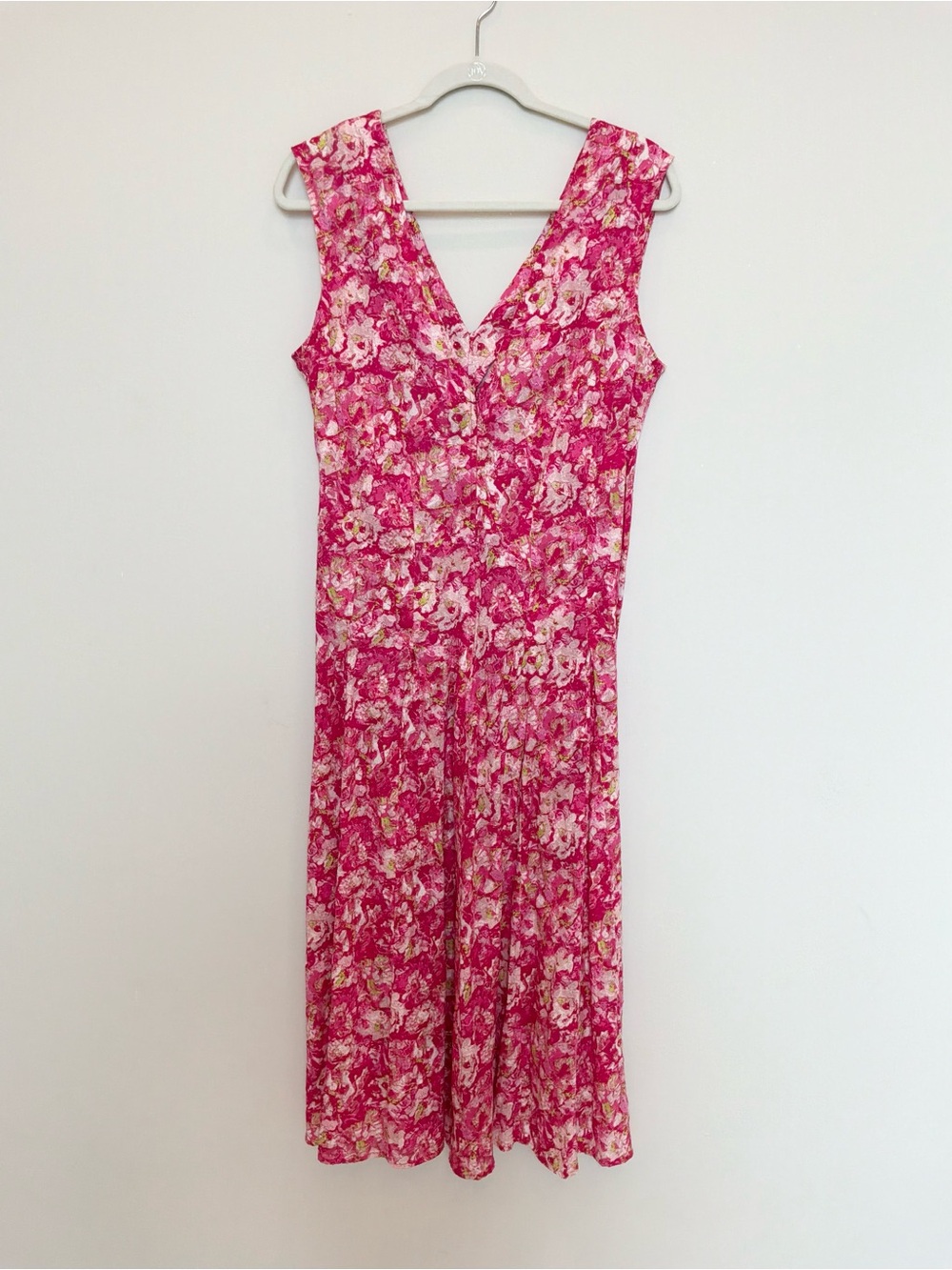 Derek Lam 10 Crosby Pink Floral V-Neck Cap-Sleeve Midi Dress